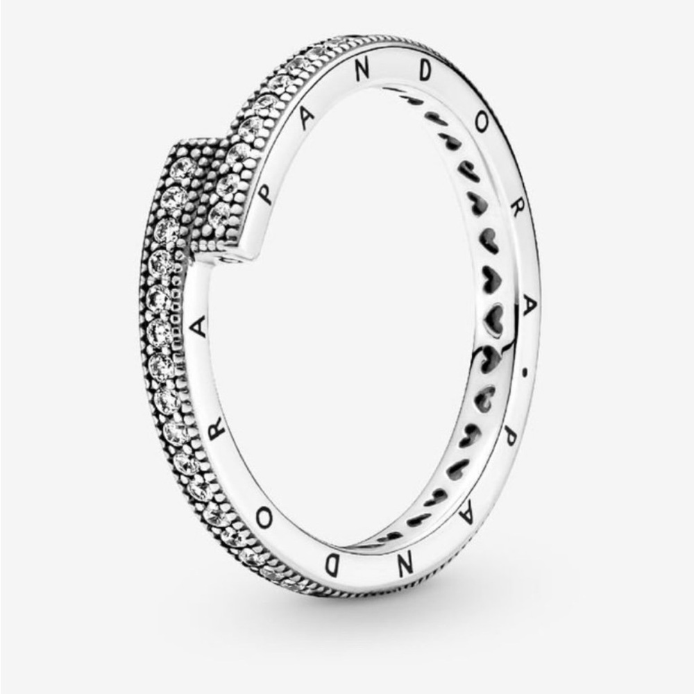Pandora Silver Heart Band Ring